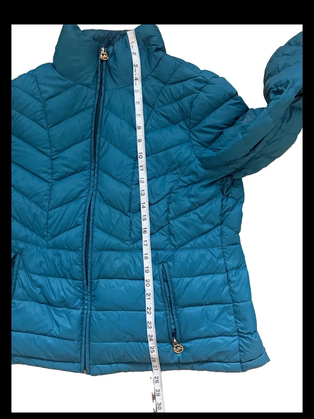 Michael Kors Teal Quilted Packable Down Puffer Hooded Jacket  Size XL